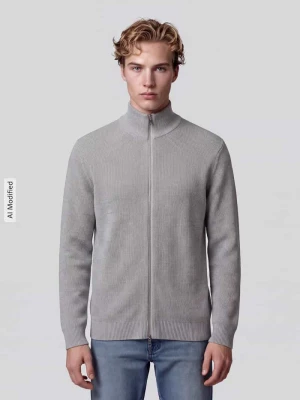kardigan rozpinany o kroju regular fit z czystej bawełny model 'DANE' Selected Jasnoszary