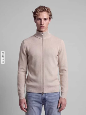 kardigan rozpinany o kroju regular fit z czystej bawełny model 'DANE' Selected Złamany biały