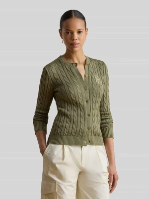 Kardigan rozpinany o kroju regular fit z czystej bawełny z wyhaftowanym logo Lauren Ralph Lauren