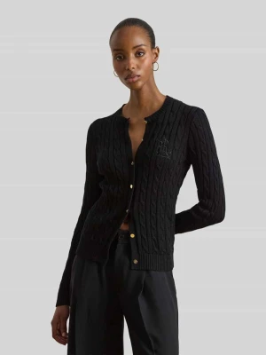 Kardigan rozpinany o kroju regular fit z czystej bawełny z wyhaftowanym logo Lauren Ralph Lauren czarny