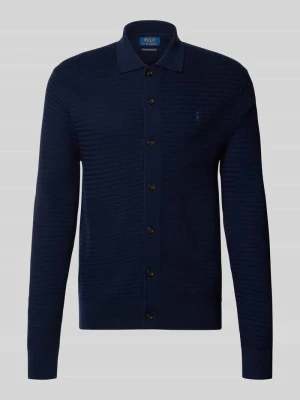 kardigan rozpinany o kroju regular fit z czystej wełny Polo Ralph Lauren Granatowy