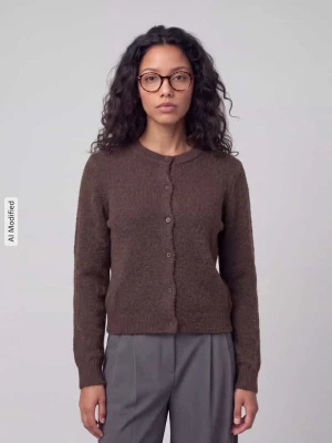 kardigan rozpinany o kroju regular fit z dodatkiem wełny model 'MALOU' Pieces
