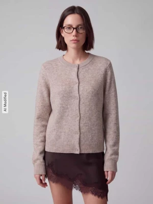 kardigan rozpinany o kroju regular fit z dodatkiem wełny model 'MALOU' Pieces