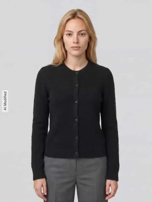 kardigan rozpinany o kroju regular fit z dodatkiem wełny model 'MALOU' Pieces czarny
