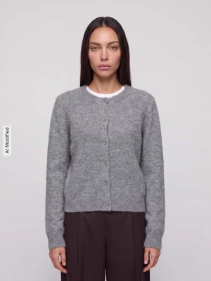 kardigan rozpinany o kroju regular fit z dodatkiem wełny model 'MALOU' Pieces Średnioszary melanż