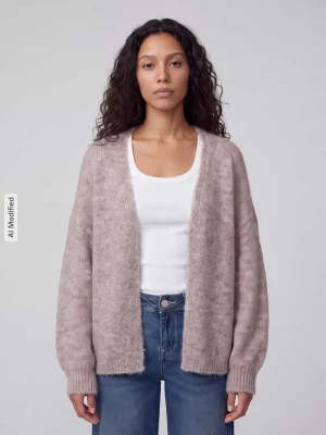 kardigan rozpinany o kroju regular fit z dodatkiem wełny model 'NELLIE' Only Piaskowy melanż