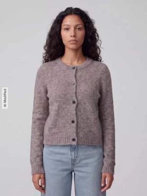 kardigan rozpinany o kroju regular fit z dodatkiem wełny model 'NOVAH' Vero Moda