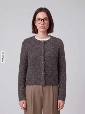 kardigan rozpinany o kroju regular fit z dodatkiem wełny model 'NOVAH' Vero Moda Czekoladowy