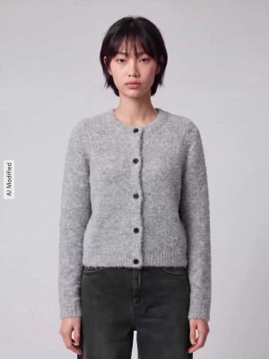 kardigan rozpinany o kroju regular fit z dodatkiem wełny model 'NOVAH' Vero Moda Średnioszary