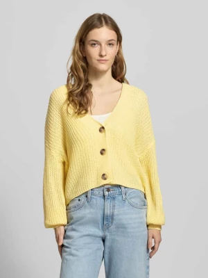 Kardigan rozpinany o kroju regular fit z jednorzędową listwą guzikową model „CAROL NICE” Only Jasnożółty