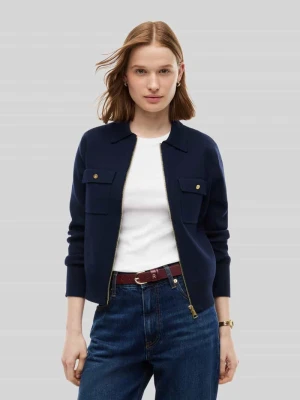 kardigan rozpinany o kroju regular fit z kieszeniami na piersi Tommy Hilfiger Granatowy