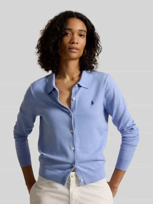 kardigan rozpinany o kroju regular fit z mieszanka bawełny Polo Ralph Lauren Jasnoniebieski