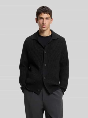 kardigan rozpinany o kroju regular fit z mieszanka wełny model 'Sardeep' Hugo Czarny
