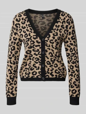 kardigan rozpinany o kroju regular fit z mieszanka wiskozy model 'LEO' Only Piaskowy