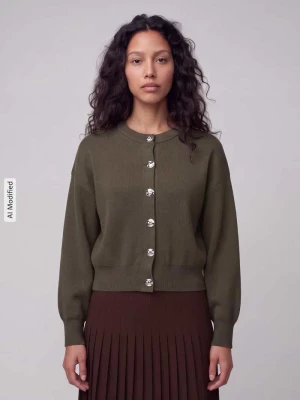 kardigan rozpinany o kroju regular fit z mieszanka wiskozy model 'NOELLA' Vero Moda Ciemnozielony