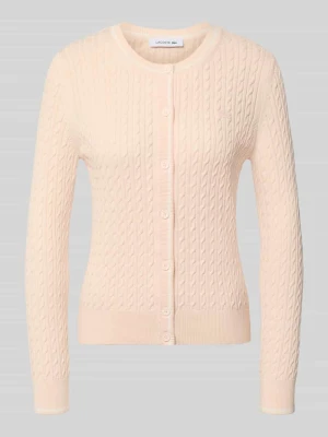 kardigan rozpinany o kroju regular fit z mieszanki bawełny Lacoste Jasnoróżowy