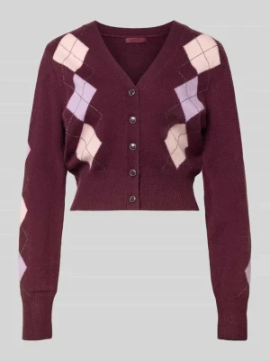 kardigan rozpinany o kroju regular fit z mieszanki bawełny model 'GRACIE' Guess Bordowy