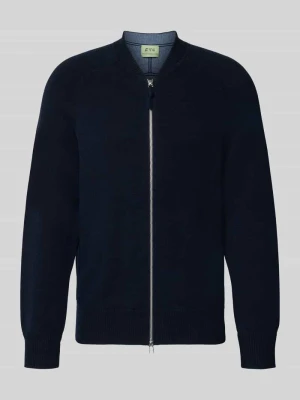 Kardigan rozpinany o kroju regular fit z mieszanki bawełny z dodatkiem kaszmiru FTC Cashmere Granatowy