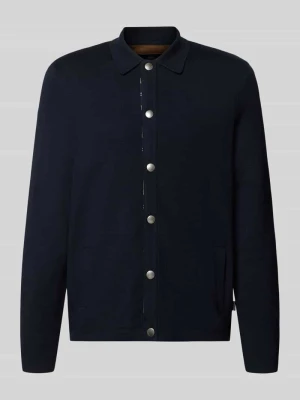 kardigan rozpinany o kroju regular fit z mieszanki bawełny z dodatkiem wełny model 'Florcombe' Barbour Granatowy