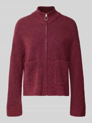 kardigan rozpinany o kroju regular fit z mieszanki wełny model 'SIA' Selected Bordowy