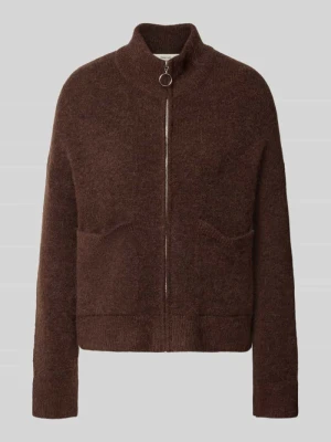 kardigan rozpinany o kroju regular fit z mieszanki wełny model 'SIA' Selected Ciemnobrązowy