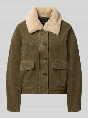 kardigan rozpinany o kroju regular fit z wykładanym kołnierzem typu teddy model 'MARTA' Only Oliwkowy