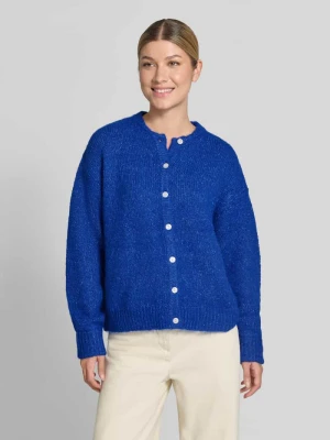 Kardigan rozpinany o kroju relaxed fit z dodatkiem wełny model 'Belablue' Ichi