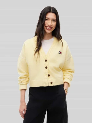 Kardigan rozpinany o kroju relaxed fit z dodatkiem wełny z alpaki i dodatek wełny Tommy Jeans Jasnożółty