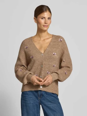 Kardigan rozpinany o kroju relaxed fit z elastycznej mieszanki wełny model 'FLEUR' Y.A.S