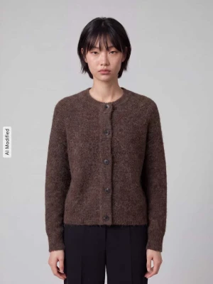 kardigan rozpinany o kroju relaxed fit z mieszanka wełny model 'LULU' Selected