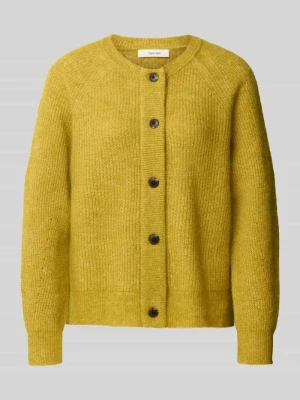 kardigan rozpinany o kroju relaxed fit z mieszanka wełny model 'LULU' Selected Jasnozielony