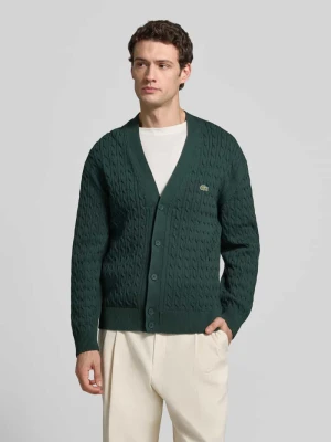 Kardigan rozpinany o kroju relaxed fit z mieszanki bawełny Lacoste Ciemnozielony