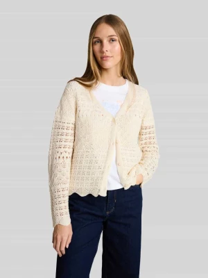 Kardigan rozpinany o kroju relaxed fit z mieszanki bawełny w imitacji dzianiny Tom Tailor Denim