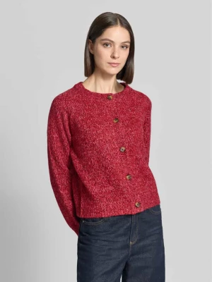 Kardigan rozpinany o kroju relaxed fit z mieszanki wełny model 'Nova' Lollys Laundry Mocnoróżowy