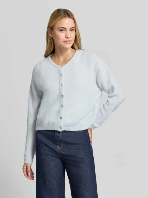 Kardigan rozpinany o kroju relaxed fit z mieszanki wełny z domieszką lnu American Vintage Jasnoniebieski