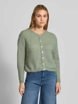 Kardigan rozpinany o kroju relaxed fit z mieszanki wełny z domieszką lnu American Vintage Khaki