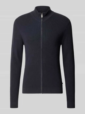 kardigan rozpinany o kroju slim fit z mieszanka bawełny model 'lagoon' Matinique Ciemnoniebieski
