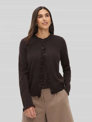 kardigan rozpinany o kroju slim fit z mieszanka żywej wełny i kaszmiru model 'ANN' BRAX Ciemnobrązowy