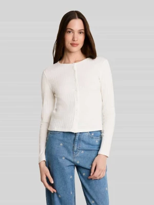 Kardigan rozpinany o kroju slim fit z mieszanki bawełny Tom Tailor Złamany biały