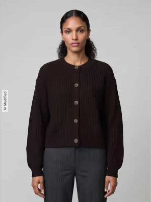 kardigan rozpinany o luźnym kroju z jednorzędową listwą guzikową model 'LEA' Vero Moda Czarny