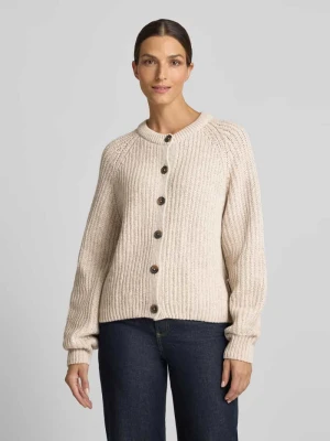 kardigan rozpinany o luźnym kroju z mieszanka wełny model 'RIB KNIT' ARMEDANGELS Beżowy
