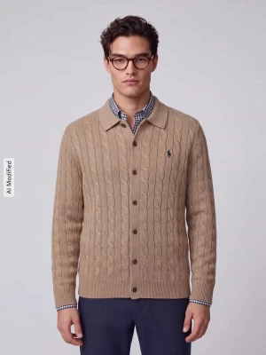 kardigan rozpinany w kroju regular fit z czystej bawełny Polo Ralph Lauren Beżowy