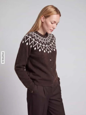 kardigan rozpinany w kroju regular fit z domieszką wełny model 'KARLA' Vero Moda Czekoladowy