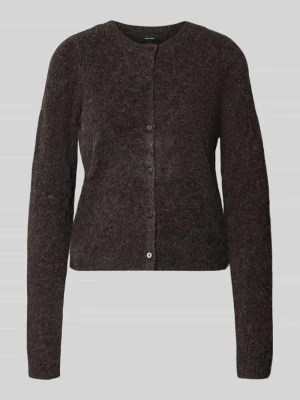 kardigan rozpinany w kroju regular fit z jednorzędową listwą guzikową model 'DOFFY' Vero Moda Czekoladowy