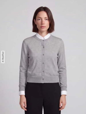 kardigan rozpinany w kroju regular fit z mieszanki wełny z domieszką lyocellu i kaszmiru model 'Sfabro' Hugo Jasnoszary