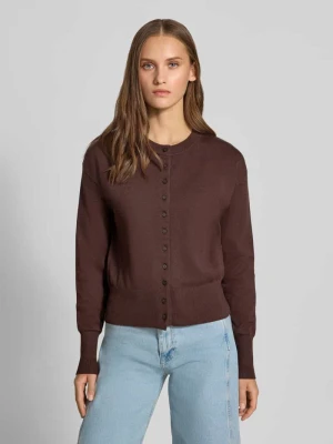 kardigan rozpinany w kroju regular fit z mieszanki wiskozy model 'MIO' Only Czekoladowy