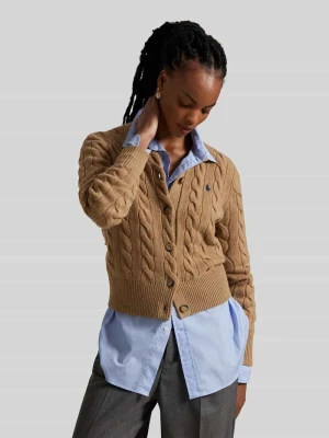 kardigan rozpinany w kroju regular fit z wełny z domieszką kaszmiru Polo Ralph Lauren Camel