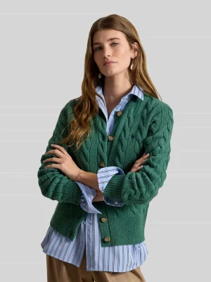 kardigan rozpinany w kroju regular fit z wełny z domieszką kaszmiru Polo Ralph Lauren Ciemnożółty