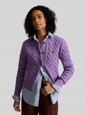 kardigan rozpinany w kroju regular fit z wełny z domieszką kaszmiru Polo Ralph Lauren Jasnofioletowy