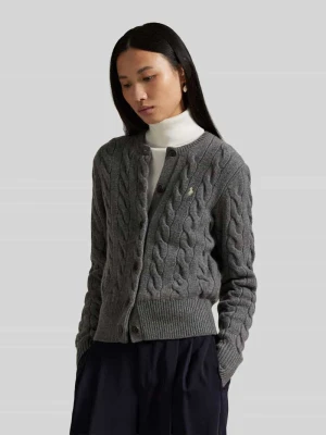 kardigan rozpinany w kroju regular fit z wełny z domieszką kaszmiru Polo Ralph Lauren Średnioszary melanż